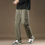 WIAOFELLAS  -  American work pants  men's new style loose straight spring and autumn wide-leg pants design casual trousers