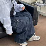 WIAOFELLAS  -  Baggy Cargo Jeans big pocket Trousers Male Denim Pants Wide Leg Pant women's Jeans Loose Casual Streetwear Hip Hop Harajuku