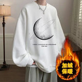 WIAOFELLAS  -  Round Neck Hoodie Men's New Versatile Long Sleeved American High Street Loose Top