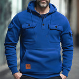 WIAOFELLAS  -  New Autumn and Winter Workwear Pullover Men's Hoodie Retro Multi Pocket Fashionable Casual Commuting Loose Sports Plus Size Top