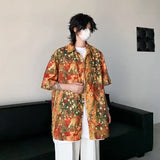 WIAOFELLAS  -  Japanese retro 100 match plankton handsome shirt men's summer cardigan loose drop feeling trend lapel half sleeve clothes tide