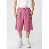 Wiaofellas  -  Mens Wear Summer New Casual Loose Korean Style Shorts Wide Leg Solid Color Streetwear Knee Length Shorts