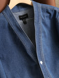 WIAOFELLAS  -  Classic Denim Cardigan Jacket Monk Robe Spring Men's Washed Taoist Robe V-neck Cardigan Coat Unisex Vintage Button Blue Tops