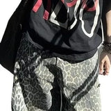 WIAOFELLAS  -  American Retro Wide Leg Leopard Print Jeans Shorts Men Women Design Summer Casual Loose Straight Cut Pants
