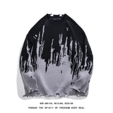 Wiaofellas  -  Winter Tie Dye Sweater Men Warm Hole Sweater Men Jumper Clothes Streetwear Loose Long Sleeved Sweater Mens Knitted Pullover