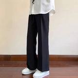 WIAOFELLAS  -  Summer Black Suit Pants Men Fashion Social Mens Dress Pants Korean Loose Bell-bottoms Pants Men Mens Office Formal Trousers