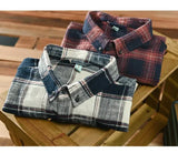 Wiaofellas  -  Classic Long Sleeve Red Plaid Shirt Men Spring Fall Daily Loose Casual Shirts 4XL Pure Cotton Button Up Shirt Men Fashion Top