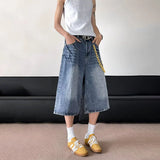 WIAOFELLAS  -  Fashion Men's Gradient Do Old Casual Denim Shorts Trendy 2025 Summer High-waisted Loose Wide Leg Short Pants Male