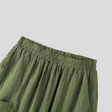 Wiaofellas  -  Men's Wide Leg Pants Solid Color Elastic Waist Joggers Trousers For Man Streetwear Baggy Pleated Casual Long Pants