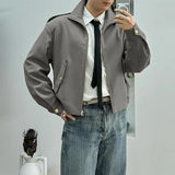 WIAOFELLAS  -  Men Jackets Solid Lapel Long Sleeve Zipper Casual Male Coats Streetwear Korean Style Fashion Thin Jackets Men Outerwear