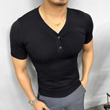 WIAOFELLAS  -  2025 New Men Summer Short Sleeve Fitness T Shirt Running Sport Gym knitted T Shirt Workout Casual High Quality Tops Clothing A97