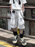 Wiaofellas  -  Summer Washed Distressed Workwear Shorts Men's Trendy Street Style Loose Wide Leg Big Pocket Seven-Foot Pants Casual Trousers