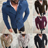 WIAOFELLAS  -  Men's Woolen Coat with Lapel and Double Breasted Casual Windbreaker Woolen Coat