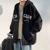 Wiaofellas  -  American Streetwear Letter Printed Zip Up Hoodies Men's New Hip Hop Long Sleeve Hoody Sweatshirts Oversized Y2K Tracksuit