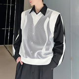 WIAOFELLAS  -  Niche Design Men's Tank Tops V-neck Sleeveless Mesh Casual Top Pullover Solid Color Loose Male Vests Sexy Clothing