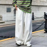 Wiaofellas  -  Cotton Baggy Pants Men Wide Leg Oversize Japenese Y2k Ankle-length Long Harem Trousers Casual Sport New