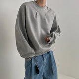 Wiaofellas  -  Korean Fashion Crewneck Sweatshirts For Men Casual Design Pullover Y2K Hoodies Solid Color Streetwear Long Sleeve Tops