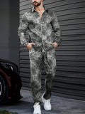 WIAOFELLAS  -  Trendy Mens Loose Two Piece Suits Vintage Pattern Printed Long Sleeve Shirt And Pants Sets Men Spring Autumn Casual Outfits
