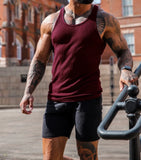 WIAOFELLAS  -  Summer Knitted Men's H-shaped Slim Fit Vertical Stripe Tank Top Fitness Training Breathable Sleeveless Fashion New Style