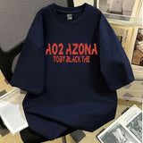 WIAOFELLAS  -  Summer Latter Shirt Lazy Style Oversize Imitation Embroidered Racing Shirt Lightning English Printed Short-sleeved T-shirt