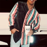 WIAOFELLAS  -  Streetwear Men's Vintage Striped Shirts Spring Casual Long Sleeve Buttoned Lapel Tops Cardigan Leisure Mens Clothes Shirt