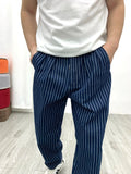 WIAOFELLAS  -  Striped slacks Loose straight cone slacks Hip hop niners wide leg striped slacks