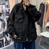 Wiaofellas  -  Hong Kong Style Retro Trendy Brand Men Spring and Autumn Multi-pocket Loose Versatile Trendy Functional Style Baseball Jacket