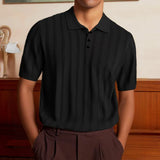 WIAOFELLAS  -  Spring Summer Fashion Simple Solid Knit Men Polo Shirt Button Turn-down Collar Knitted Tops Leisure Polo Breathable Tees Shirts