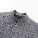 WIAOFELLAS  -  British Style Striped Suit Mens Chinese Tunic Suit Stand Collar Long Sleeve Slim Fit Jacket Spring  Autumn Fashion Blazer Coat