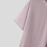WIAOFELLAS  -  Men T Shirt Solid Short Sleeve Drawstring Lace Up Loose Male Tee Tops Streetwear Summer 2025 Korean Style Men Clothing