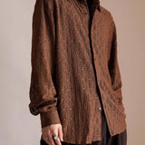 WIAOFELLAS  -  Lapel Retro Niche Design Hollow Drape Shirt Short-sleeved Ethnic Japanese Casual Men's Coat Long-sleeved