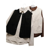WIAOFELLAS  -  Men's Japanese Casual Vest, Retro Workwear Style, 100% Cotton Pocket Detail, Loose Fit for Outdoor and Cafe Work