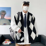 WIAOFELLAS  -  New Autumn Winter Fashion Trend Casual Vneck Cardigan Vest For Men Highquality Korean Version Loose Comfortable Versatile Jacket