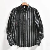 WIAOFELLAS  -  Japanese Striped New Retro Men's Trendy and Fashionable Loose Casual Shirt Long Sleeve Top Shirt Versatile Jacket