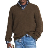 WIAOFELLAS  -  Autumn Winter Men's Half Zipper Knit Pullovers Solid Mock Neck Casual Knitted Sweater Men Long Sleeve Loose knitwear Plus Size