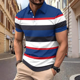 WIAOFELLAS  -  New Summer Men's Striped Polo Shirts Fashion Lapel Button Short Sleeve Sports Polos Classics Business Casual Tops Male Tees