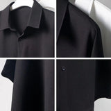 Wiaofellas  -  Ice Silk Short-sleeved Shirts Men's Non-ironing Drape Solid Color Five-quarter Sleeve Shirt Oversized All-match Loose T-shirt