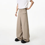 WIAOFELLAS  -  Khaki Suit Pants Men Fashion Society Mens Black Dress Pants Korean Loose Wide Leg Pants Mens Office Formal Trousers M-3XL