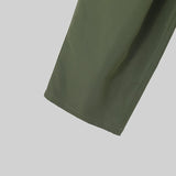 WIAOFELLAS  -  Men Pants Solid Color Button Joggers Loose Pleated Wide Leg Trousers Men Streetwear Fashion Casual Long Pants S-5XL