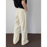WIAOFELLAS  -  Baggy Beige Jeans Men Fashion Casual Oversized Wide Leg Jeans Men Streetwear Korean Loose Straight Denim Pants Mens Trousers