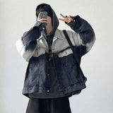 WIAOFELLAS  -  Tie Dye Design Men's Jackets Lapel Denim Contrast Color Casual Niche Tops Single Breasted Loose Male Coats Spring