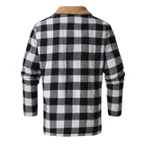 Wiaofellas  -  Men's Fashion Plaid Cardigan Casual Blouse Tops Coat Mens Synthetic down Vest Style Fleece Jacket Men