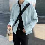 WIAOFELLAS  -  Men Jackets Solid Color Lapel Long Sleeve Button Male Thin Coats Oversize Streetwear Fashion Casual Jackets Men