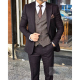 WIAOFELLAS  -  Luxury Suits for Men 3 Piece Jacket Pants Vest Single Breasted Peak Lapel Slim Fit Male Clothing High Quality Wedding Costume