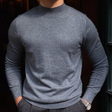 WIAOFELLAS  -  Fall Wool Half High Neck Knit Casual Knitted Sweater Social Club Outfits Herren Pullover Simple Home Pull Homme Sweater For Men