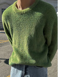 WIAOFELLAS  -  Korean Style Men's Sweaters Loose Round Collar Seahorse Hair Thickened Knitting Tops Casual Male Pullovers Winter