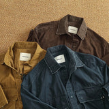 WIAOFELLAS  -  Summer high quality short sleeve overalls shirt men heavy washing old multi-pocket loose half sleeve