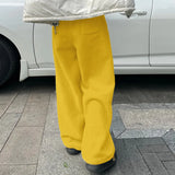 WIAOFELLAS  -  Men Pants Solid Color Elastic Waist Joggers Plush Fleece Trousers Men Streetwear Loose Fashion Casual Male Long Pants