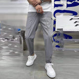 Wiaofellas  -  Casual Pockets Mens Slim Fit Long Pant Spring Summer Streetwear Fashion Solid Color Men Leisure Drawstring Tie-up Trousers