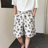 Wiaofellas  -  Minimalist Men's Casual Wide Legs Shorts Loose Korean Style Print Design Loose Male New Trend Summer Fashion Shorts